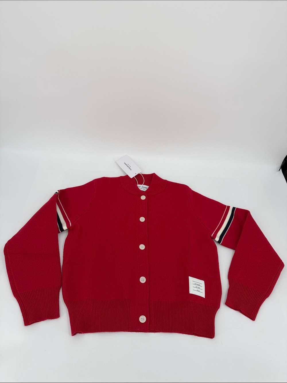 Thom Browne Red Button-Front Sweater Jacket